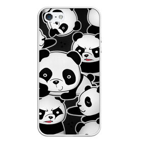 Чехол для iPhone 5/5S матовый с принтом Смешные панды в Тюмени, Силикон | Область печати: задняя сторона чехла, без боковых панелей | Тематика изображения на принте: животные | медведи | мишки | мультяшки | смешные панды