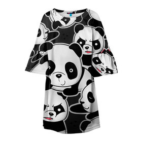 Детское платье 3D с принтом Смешные панды в Тюмени, 100% полиэстер | прямой силуэт, чуть расширенный к низу. Круглая горловина, на рукавах — воланы | животные | медведи | мишки | мультяшки | смешные панды