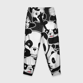 Детские брюки 3D с принтом Смешные панды в Тюмени, 100% полиэстер | манжеты по низу, эластичный пояс регулируется шнурком, по бокам два кармана без застежек, внутренняя часть кармана из мелкой сетки | Тематика изображения на принте: животные | медведи | мишки | мультяшки | смешные панды