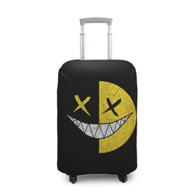Чехол для чемодана 3D с принтом SMILE в Тюмени, 86% полиэфир, 14% спандекс | двустороннее нанесение принта, прорези для ручек и колес | глаза крестики | злой смайл | зубы | контраст | смайл | эмоция