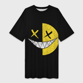 Платье-футболка 3D с принтом SMILE в Тюмени,  |  | глаза крестики | злой смайл | зубы | контраст | смайл | эмоция