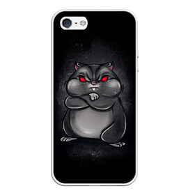 Чехол для iPhone 5/5S матовый с принтом HAMSTER в Тюмени, Силикон | Область печати: задняя сторона чехла, без боковых панелей | злое животное | злой хомяк | красные глаза | мышка | хомяк