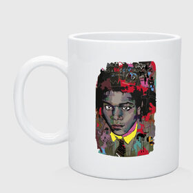Кружка с принтом Jean Michel Basquiat в Тюмени, керамика | объем — 330 мл, диаметр — 80 мм. Принт наносится на бока кружки, можно сделать два разных изображения | Тематика изображения на принте: art | eyes | guy | jean michel basquiat | глаза | жан мишель баския | искусство | парень