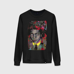Женский свитшот хлопок с принтом Jean Michel Basquiat в Тюмени, 100% хлопок | прямой крой, круглый вырез, на манжетах и по низу широкая трикотажная резинка  | art | eyes | guy | jean michel basquiat | глаза | жан мишель баския | искусство | парень