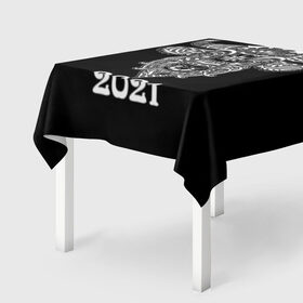 Скатерть 3D с принтом Год быка 2021 в Тюмени, 100% полиэстер (ткань не мнется и не растягивается) | Размер: 150*150 см | 
