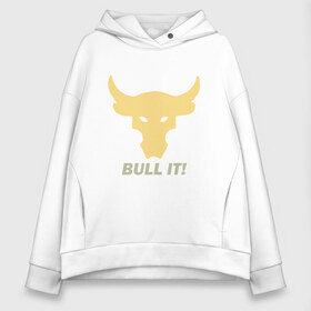 Женское худи Oversize хлопок с принтом Bull It в Тюмени, френч-терри — 70% хлопок, 30% полиэстер. Мягкий теплый начес внутри —100% хлопок | боковые карманы, эластичные манжеты и нижняя кромка, капюшон на магнитной кнопке | 2020 | 2021 | bull | bulls | claus | cow | ox | santa | буйвол | бычок | год быка | дед мороз | деревня | животные | зима | корова | коррида | матадор | новый год | праздник | рог | рога | рогатый | санта клаус | символ | скот