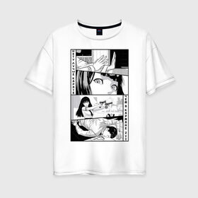 Женская футболка хлопок Oversize с принтом Карате в Тюмени, 100% хлопок | свободный крой, круглый ворот, спущенный рукав, длина до линии бедер
 | графика | карате | комикс | манга | япония