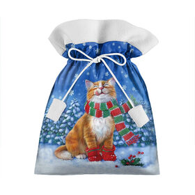 Подарочный 3D мешок с принтом Cat New Year в Тюмени, 100% полиэстер | Размер: 29*39 см | 2021 | santa | белка | гирлянда | год быка | дед мороз | елка | енот | зверь | кот | котейка | котик | кошак | лиса | мальчик | маска | неон | новогодняя | новый год | олень | пингвин | праздник | радуга | ребенку