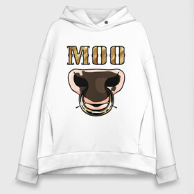 Женское худи Oversize хлопок с принтом Bull Moo в Тюмени, френч-терри — 70% хлопок, 30% полиэстер. Мягкий теплый начес внутри —100% хлопок | боковые карманы, эластичные манжеты и нижняя кромка, капюшон на магнитной кнопке | 2020 | 2021 | bull | bulls | claus | cow | ox | santa | буйвол | бычок | год быка | дед мороз | деревня | животные | зима | корова | коррида | матадор | новый год | праздник | рог | рога | рогатый | санта клаус | символ | скот