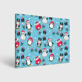 Холст прямоугольный с принтом Новогодние Пингвины в Тюмени, 100% ПВХ |  | 2021 | белка | гирлянда | год быка | дед мороз | детская | дочка | елка | енот | кот | котик | лиса | маска | милая | неон | новогодняя | новый год | олень | паттерн | пингвин | подарок | праздник | радуга