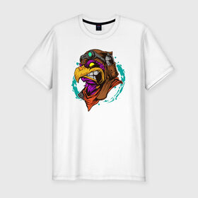 Мужская футболка хлопок Slim с принтом Орел в Тюмени, 92% хлопок, 8% лайкра | приталенный силуэт, круглый вырез ворота, длина до линии бедра, короткий рукав | арт | голова | клякса | птица | рисунок