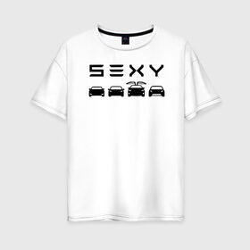 Женская футболка хлопок Oversize с принтом Tesla sexy в Тюмени, 100% хлопок | свободный крой, круглый ворот, спущенный рукав, длина до линии бедер
 | Тематика изображения на принте: tesla | тесла