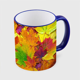 Кружка с принтом Осенние листья в Тюмени, керамика | ёмкость 330 мл | Тематика изображения на принте: клён | краски | листья | осень | радуга | разноцветный | яркая