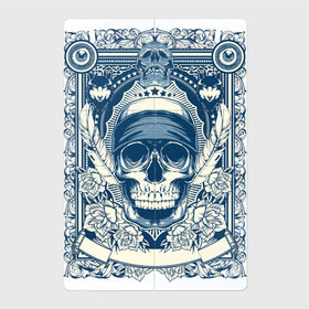 Магнитный плакат 2Х3 с принтом Пиратская картина в Тюмени, Полимерный материал с магнитным слоем | 6 деталей размером 9*9 см | арт | вектор | гот | готический рисунок | готическое | перо | перья | пират | пиратская картина | повязка | рисунок | синий | череп