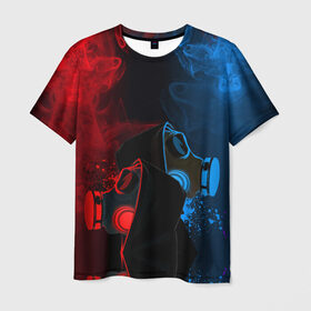 Мужская футболка 3D с принтом CORONA в Тюмени, 100% полиэфир | прямой крой, круглый вырез горловины, длина до линии бедер | Тематика изображения на принте: metro | stalker | дым | коронавирус | неоновый дым | пандемия | противогаз | сталкер
