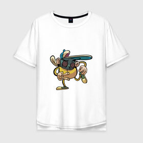 Мужская футболка хлопок Oversize с принтом Крутая муха в Тюмени, 100% хлопок | свободный крой, круглый ворот, “спинка” длиннее передней части | арт | кепка | муха | насекомое | насекомое хипстер | рисунок | хипстер