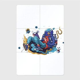 Магнитный плакат 2Х3 с принтом Мечтательная рыба в Тюмени, Полимерный материал с магнитным слоем | 6 деталей размером 9*9 см | аквариум | арт | космос | мечта | мечтатель | невесомость | парение | рисунок | рыба | художник
