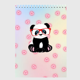 Скетчбук с принтом Милая пандочка в Тюмени, 100% бумага
 | 48 листов, плотность листов — 100 г/м2, плотность картонной обложки — 250 г/м2. Листы скреплены сверху удобной пружинной спиралью | маленькая панда | маленькая пандочк | милая панда | милая пандочка | панда | панда в красных очках | панда в очках | панда очки | панда сердечки | панда сердце | пандочка | пандочка в красных очках