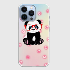 Чехол для iPhone 13 Pro с принтом Милая пандочка в Тюмени,  |  | маленькая панда | маленькая пандочк | милая панда | милая пандочка | панда | панда в красных очках | панда в очках | панда очки | панда сердечки | панда сердце | пандочка | пандочка в красных очках