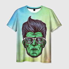 Мужская футболка 3D с принтом Пресли в Тюмени, 100% полиэфир | прямой крой, круглый вырез горловины, длина до линии бедер | арт | графика | зомби | пресли | элвис