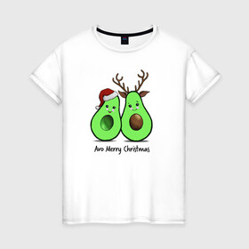 Женская футболка хлопок с принтом Новогодний авокадо в Тюмени, 100% хлопок | прямой крой, круглый вырез горловины, длина до линии бедер, слегка спущенное плечо | 2021 | santa | авокадо | год быка | дед мороз | детская | елка | лес | милый авокадо | новогодний авокадо | овощ | олень | полнолуние | праздник | рождество | с новым годом | санта | сказка | фрукт
