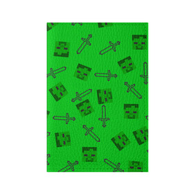 Обложка для паспорта матовая кожа с принтом Minecraft в Тюмени, натуральная матовая кожа | размер 19,3 х 13,7 см; прозрачные пластиковые крепления | creeper | minecraft | блок | игра | крипер | майнкрафт | победитель | приключения