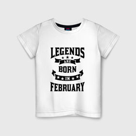 Детская футболка хлопок с принтом Легенда рождённая в феврале в Тюмени, 100% хлопок | круглый вырез горловины, полуприлегающий силуэт, длина до линии бедер | английский | английский текст | английский язык | арт | вектор | день рождение | иностранный | иностранный текст | иностранный язык | легенда | рисунок | рождение | февраль