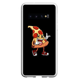 Чехол для Samsung Galaxy S10 с принтом PIZZA в Тюмени, Силикон | Область печати: задняя сторона чехла, без боковых панелей | Тематика изображения на принте: живая еда | живая пицца | кусочек пиццы | пицца | фаст фуд