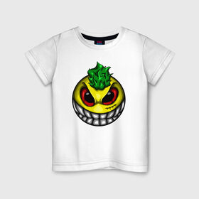 Детская футболка хлопок с принтом Безумный Смайл в Тюмени, 100% хлопок | круглый вырез горловины, полуприлегающий силуэт, длина до линии бедер | Тематика изображения на принте: 