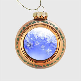 Стеклянный ёлочный шар с принтом Новогоднее в Тюмени, Стекло | Диаметр: 80 мм | год | елка | иней | новый | рождество | снежинки