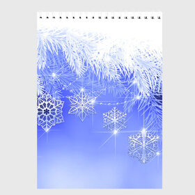 Скетчбук с принтом Новогоднее в Тюмени, 100% бумага
 | 48 листов, плотность листов — 100 г/м2, плотность картонной обложки — 250 г/м2. Листы скреплены сверху удобной пружинной спиралью | год | елка | иней | новый | рождество | снежинки