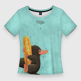 Женская футболка 3D Slim с принтом Niffler with Loaf в Тюмени,  |  | fantastic beasts and where to find them | niffler | vdosadir | wizarding world | нюхлер | нюхль