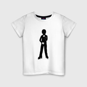 Детская футболка хлопок с принтом Конькобежец в Тюмени, 100% хлопок | круглый вырез горловины, полуприлегающий силуэт, длина до линии бедер | коньки | конькобежец | лед | фигурист | фигуристка | фитнес