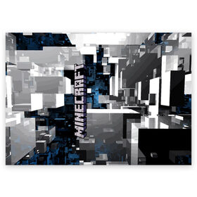 Поздравительная открытка с принтом Minecraft в Тюмени, 100% бумага | плотность бумаги 280 г/м2, матовая, на обратной стороне линовка и место для марки
 | building | city | cube | game | megapolis | minecraft | pattern | город | здание | игра | куб | майнкрафт | мегаполис | узор