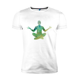 Мужская футболка хлопок Slim с принтом Йога тайм в Тюмени, 92% хлопок, 8% лайкра | приталенный силуэт, круглый вырез ворота, длина до линии бедра, короткий рукав | здоровье | йога | кундалини | медитация | релаксация | тело | фитнес | энергия