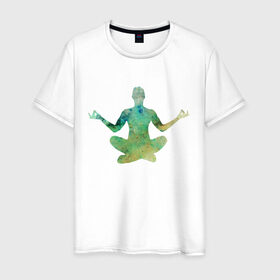Мужская футболка хлопок с принтом Йога тайм в Тюмени, 100% хлопок | прямой крой, круглый вырез горловины, длина до линии бедер, слегка спущенное плечо. | здоровье | йога | кундалини | медитация | релаксация | тело | фитнес | энергия