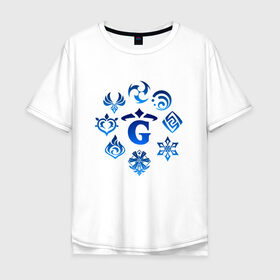 Мужская футболка хлопок Oversize с принтом GENSHIN IMPACT в Тюмени, 100% хлопок | свободный крой, круглый ворот, “спинка” длиннее передней части | game | genshin impact | genshin impact 2020 | аниме. | геншин импакт | геншин импакт карта | игра