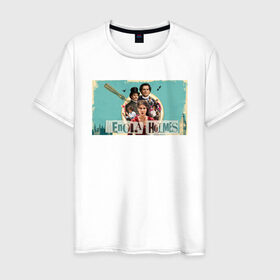 Мужская футболка хлопок с принтом Энола Холмс в Тюмени, 100% хлопок | прямой крой, круглый вырез горловины, длина до линии бедер, слегка спущенное плечо. | Тематика изображения на принте: 