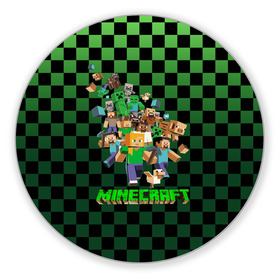 Коврик для мышки круглый с принтом Minecraft в Тюмени, резина и полиэстер | круглая форма, изображение наносится на всю лицевую часть | creeper | minecraft | блок | игра | крипер | майнкрафт | победитель | приключения