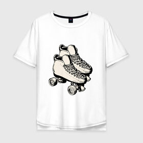 Мужская футболка хлопок Oversize с принтом Ролики в Тюмени, 100% хлопок | свободный крой, круглый ворот, “спинка” длиннее передней части | арт | кроссовки | обувь | рисунок | ролики | шнурки