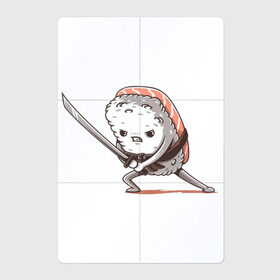 Магнитный плакат 2Х3 с принтом Самурай-суши в Тюмени, Полимерный материал с магнитным слоем | 6 деталей размером 9*9 см | Тематика изображения на принте: арт | еда | катана | рис | рисунок | ролл | рыба | суши | япония | японская еда