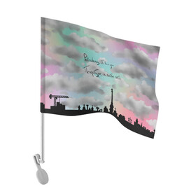 Флаг для автомобиля с принтом Разноцветное небо Петербурга в Тюмени, 100% полиэстер | Размер: 30*21 см | город | красивое небо | облака | романтика | санкт петербург
