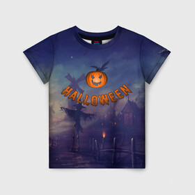Детская футболка 3D с принтом Halloween  Pumpkin в Тюмени, 100% гипоаллергенный полиэфир | прямой крой, круглый вырез горловины, длина до линии бедер, чуть спущенное плечо, ткань немного тянется | halloween | halloween  pumpkin | pumpkin | хэллоуин | хэллоуин тыква