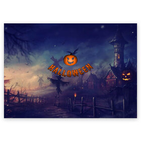 Поздравительная открытка с принтом Halloween Pumpkin в Тюмени, 100% бумага | плотность бумаги 280 г/м2, матовая, на обратной стороне линовка и место для марки
 | halloween | halloween  pumpkin | pumpkin | хэллоуин | хэллоуин тыква