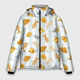 Мужская зимняя куртка 3D с принтом Baked Goods Pattern в Тюмени, верх — 100% полиэстер; подкладка — 100% полиэстер; утеплитель — 100% полиэстер | длина ниже бедра, свободный силуэт Оверсайз. Есть воротник-стойка, отстегивающийся капюшон и ветрозащитная планка. 

Боковые карманы с листочкой на кнопках и внутренний карман на молнии. | Тематика изображения на принте: fantastic beasts and where to find them | vdosadir | wizarding world | демимаска | лечурка | лукотрус | нюхлер | сносорог | фвупер
