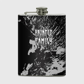 Фляга с принтом Haunted Family (лейбл Kizaru) в Тюмени, металлический корпус | емкость 0,22 л, размер 125 х 94 мм. Виниловая наклейка запечатывается полностью | 