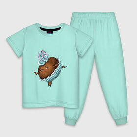 Детская пижама хлопок с принтом капкейк в Тюмени, 100% хлопок |  брюки и футболка прямого кроя, без карманов, на брюках мягкая резинка на поясе и по низу штанин
 | Тематика изображения на принте: балерина | капкейк | кекс | пироженное | пуанты