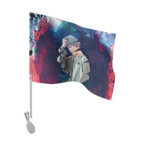 Флаг для автомобиля с принтом BTS. Jimin в Тюмени, 100% полиэстер | Размер: 30*21 см | bts | jimin | k pop | бтс | джимин | корейская группа | мальчиковая группа | молодежная группа | музыка | поп группа