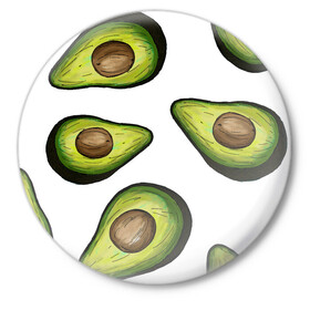 Значок с принтом Авокадо в Тюмени,  металл | круглая форма, металлическая застежка в виде булавки | Тематика изображения на принте: avocado | fruit | авокадо | овощ | фрукт