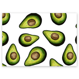 Поздравительная открытка с принтом Авокадо в Тюмени, 100% бумага | плотность бумаги 280 г/м2, матовая, на обратной стороне линовка и место для марки
 | avocado | fruit | авокадо | овощ | фрукт